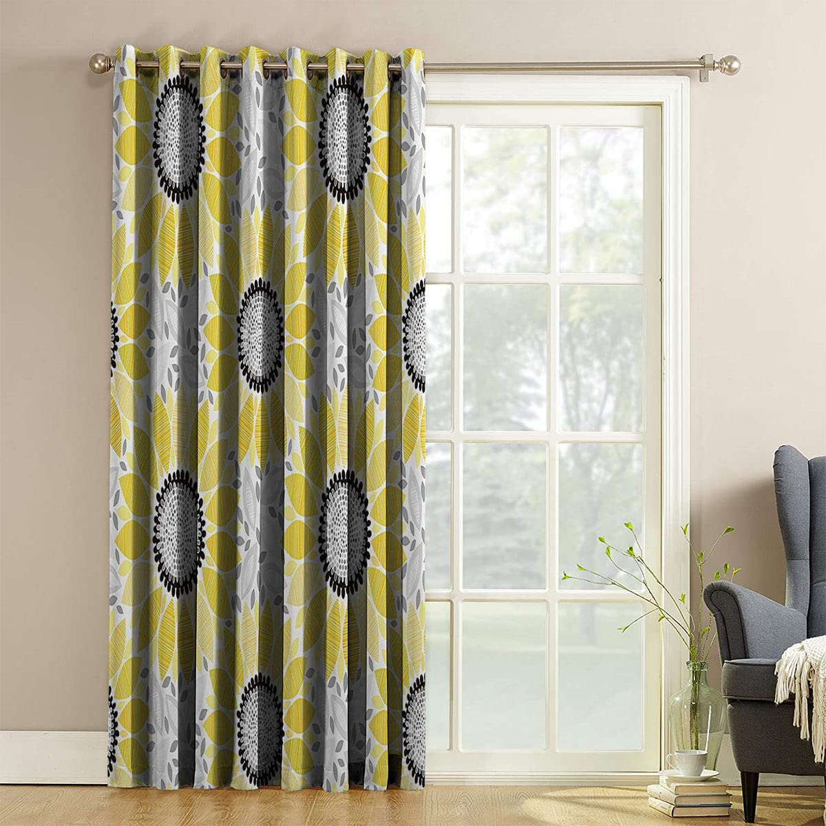 Amazon｜イエロー装飾遮光遮光カーテン イエローグレー遮光カーテン